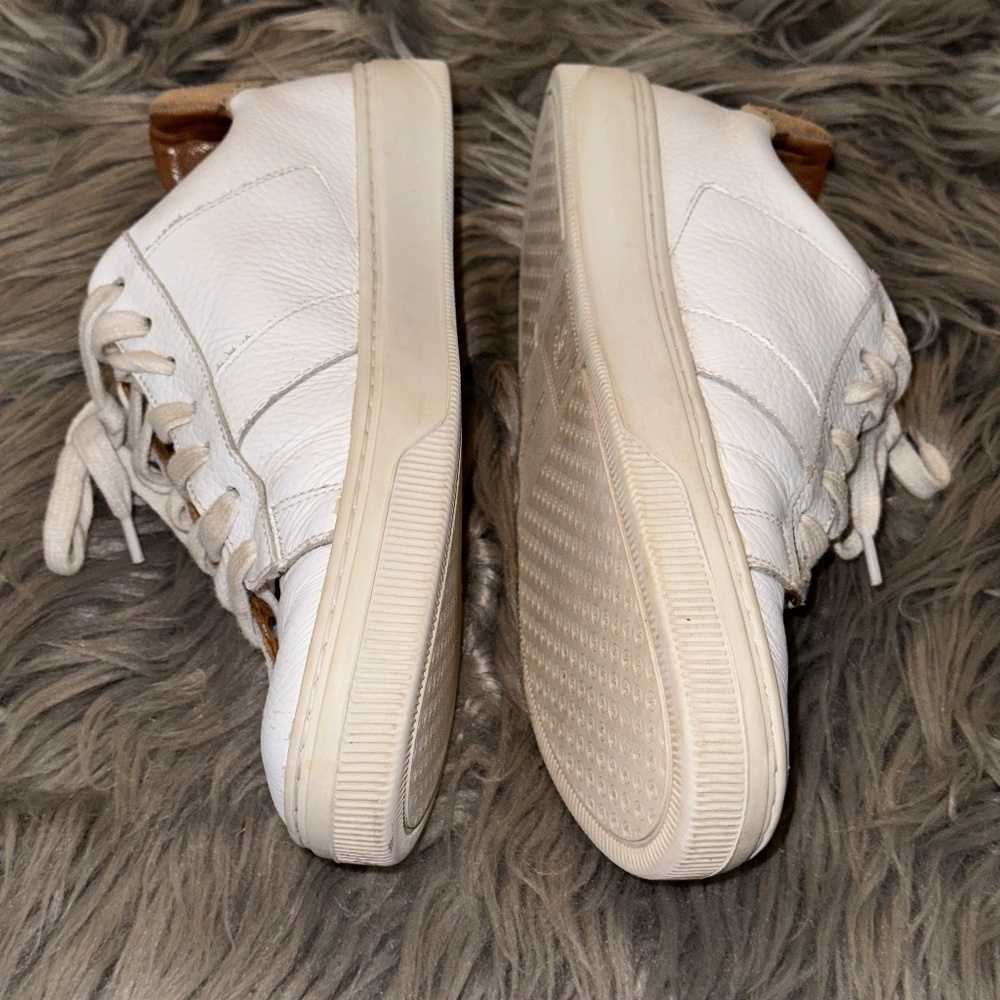 Peter Millar Crown Vantage Pebble Grain Leather Distressed Sneaker Size 8 - Picture 5 of 11